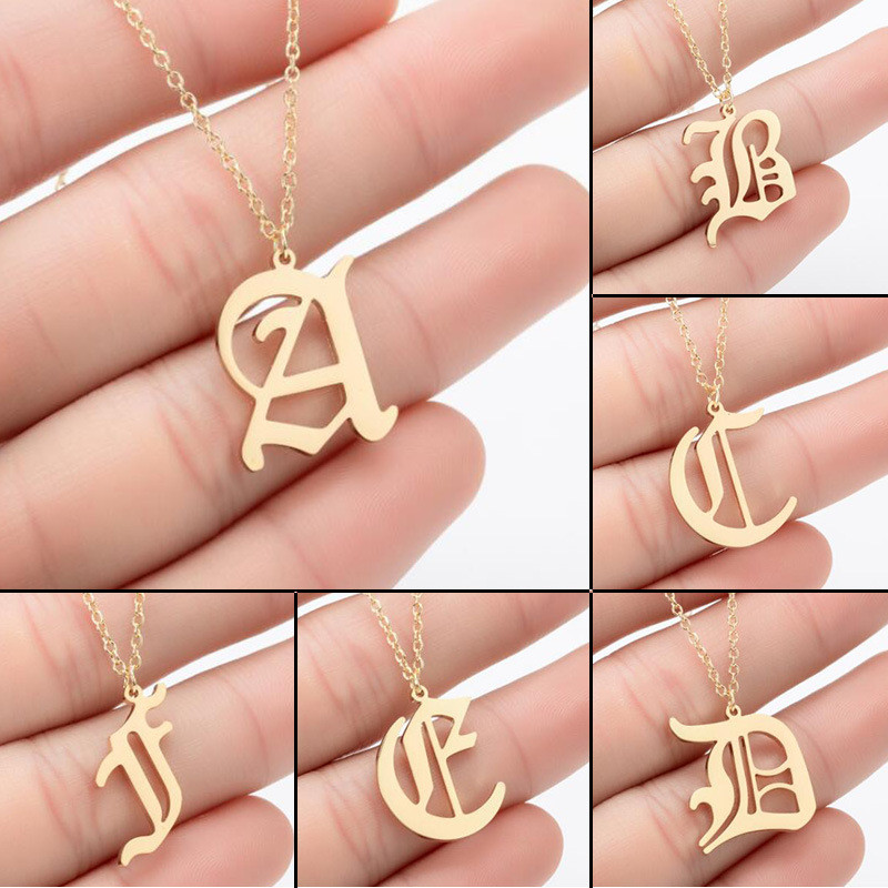 European and American Style Stainless Steel Necklace with 26 English Letter Pendants, Collarbone Chain for Women, Simple Small Accessories, In Stock Wholesale