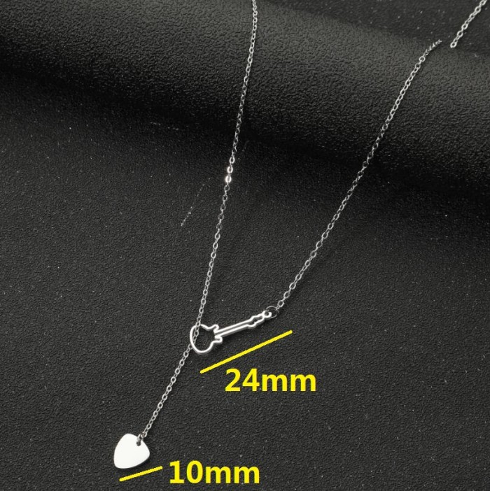 18K Gold Vintage Korean Fashion Simple Geometric Heart Star Necklace Eight Characters Wine Bottle Neck Chain Jewelry...