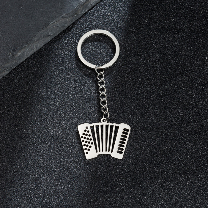 Cross-Border Stainless Steel Metal Keychain Bag Pendant Cute Accordion Simple Pendant Accessories Wholesale