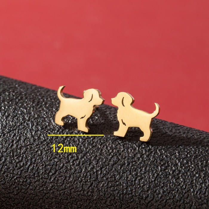 New Cross-Border Simple Cute Asymmetric Cat Puppy Earrings Ins Personality Hollow Heart-Shaped Earrings Wholesale
