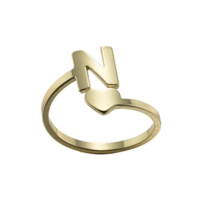 New Letter Open Ring for Women, European and American Simple Fashion Couple Rings, Heart Vintage Rings for Girls, Wholesale