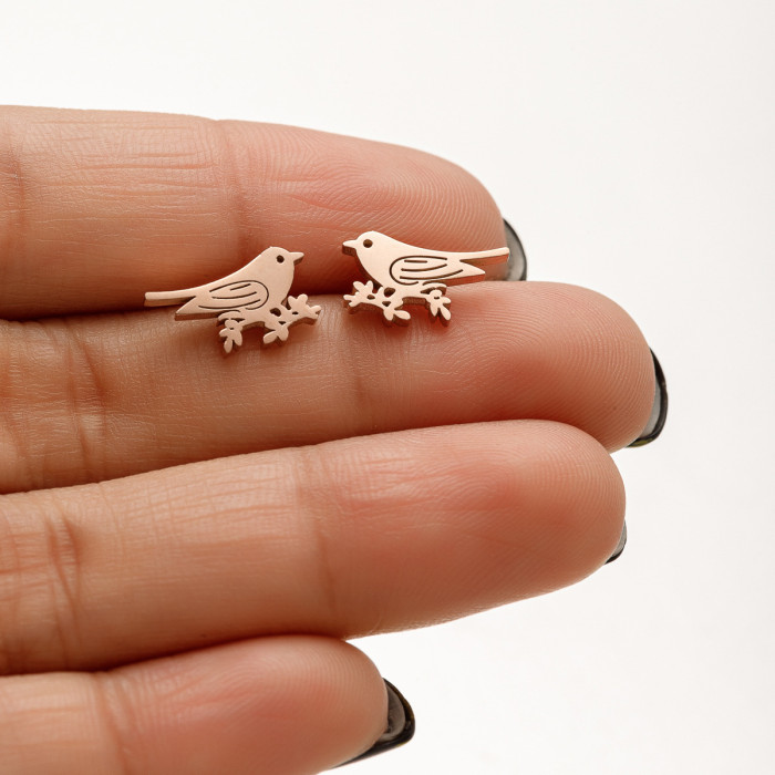 Hip-Hop Jewelry Stainless Steel Bear Deer Snake Bird Bee Cute Animal Series Earrings Ear Accessories