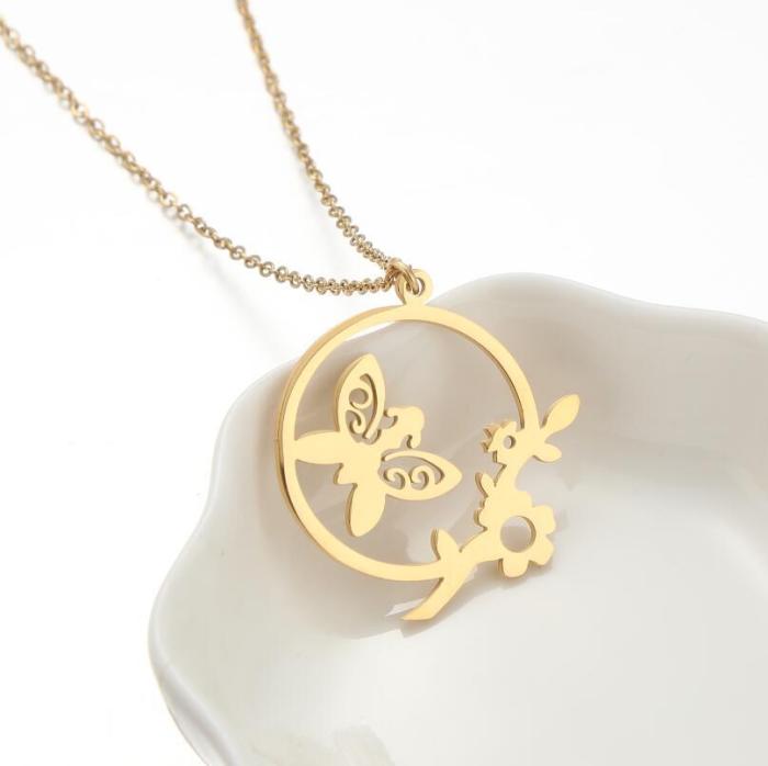 2025 New Stainless Steel Spring Butterfly Fairy Simple Luxury Insect Pendant Collarbone Chain French Cross-Border Accessories