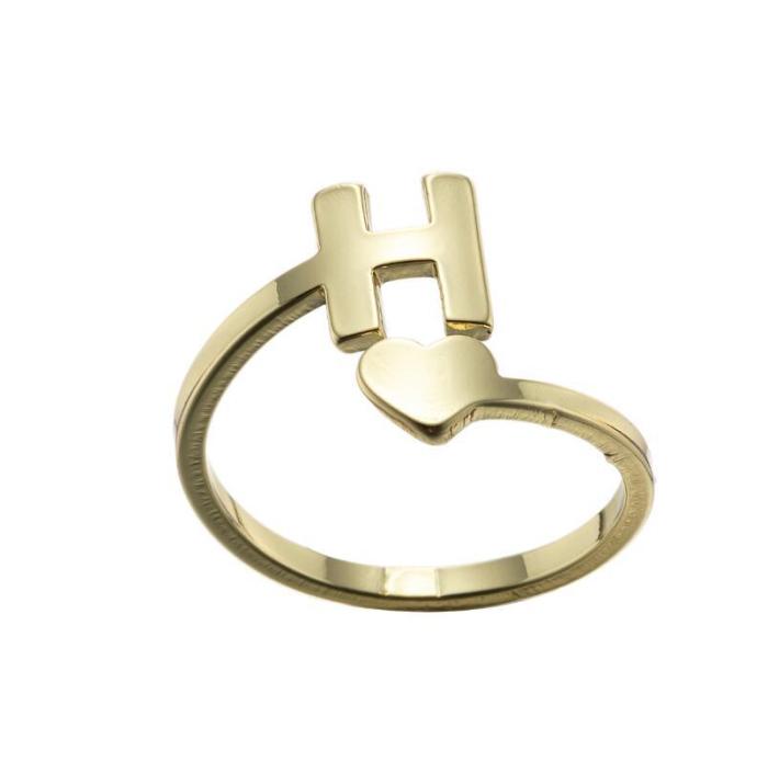 New Letter Open Ring for Women, European and American Simple Fashion Couple Rings, Heart Vintage Rings for Girls, Wholesale