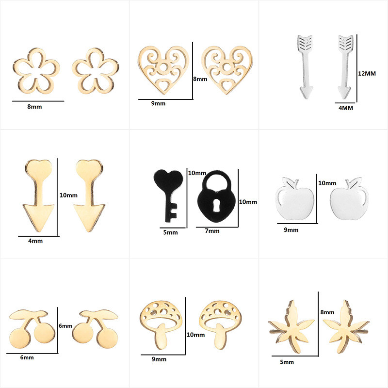 Cross-Border New Flower Earrings Ins Female casual Ear Jewelry Temperament Geometric Maple Leaf Star Cherry Love Earrings