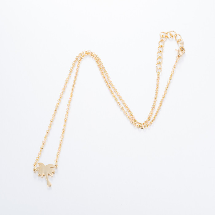 Coconut Tree Necklace Stainless Steel Summer New Style Fresh Simple Coconut Tree Pendant Collarbone Chain Wholesale