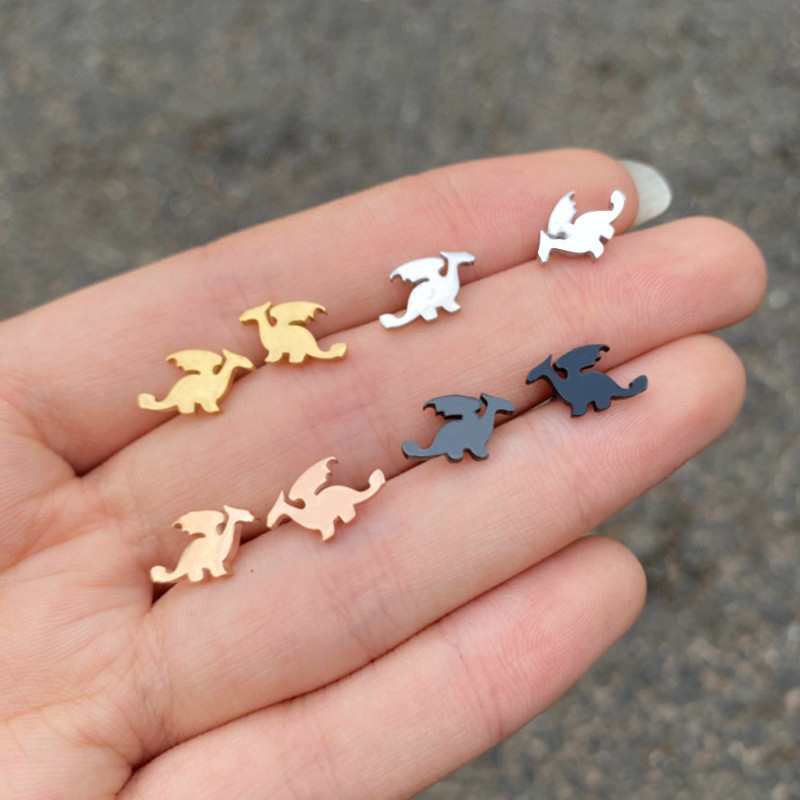 Japanese Style Cute Dinosaur Earrings Ins Female Cartoon Creative Versatile New Mini Small Animal Ear Bone Stud Wholesale