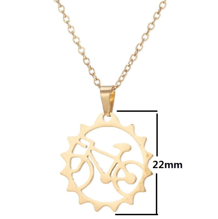 Vintage Sunflower Sweater Chain INS Metal Style Stainless Steel Horseshoe Heart Necklace for Women with Unique Design