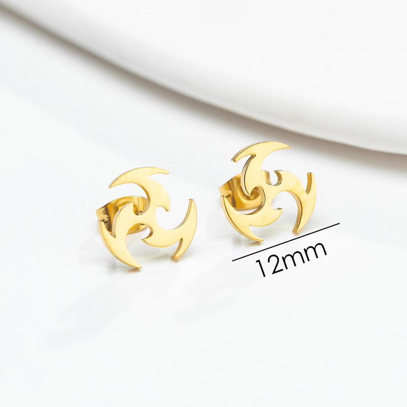 European and American Cross-Border New Style Fire Whirlwind Women's Earrings Ins Fashion Stainless Steel Rotating Geometric Ear Bone Stud Wholesale