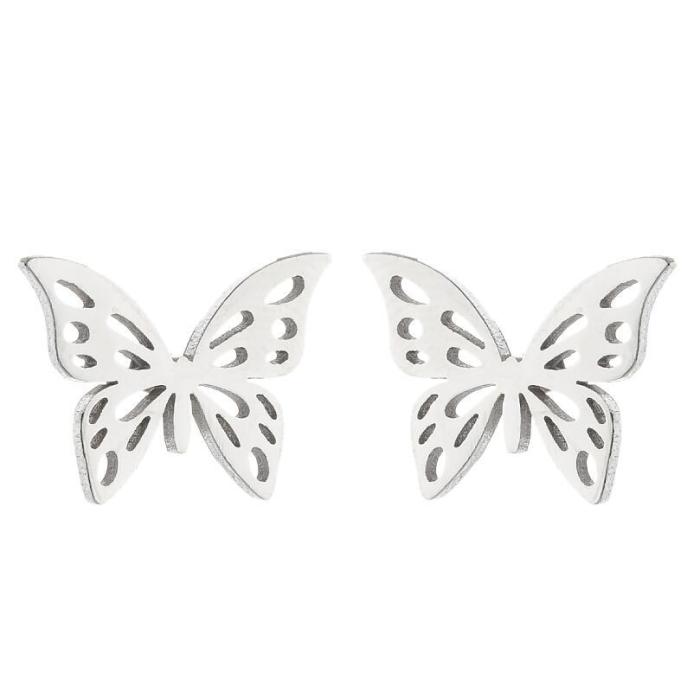 Shuangshuo Stainless Steel Butterfly Earrings for Women, Fresh Hollow Design, Korean Style, Wholesale Small Items Fro...