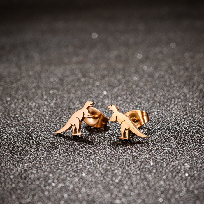 Cartoon Cute Little Dinosaur Earrings for Women Fresh Glossy Small Animal Mini Earrings 2025 New Earrings