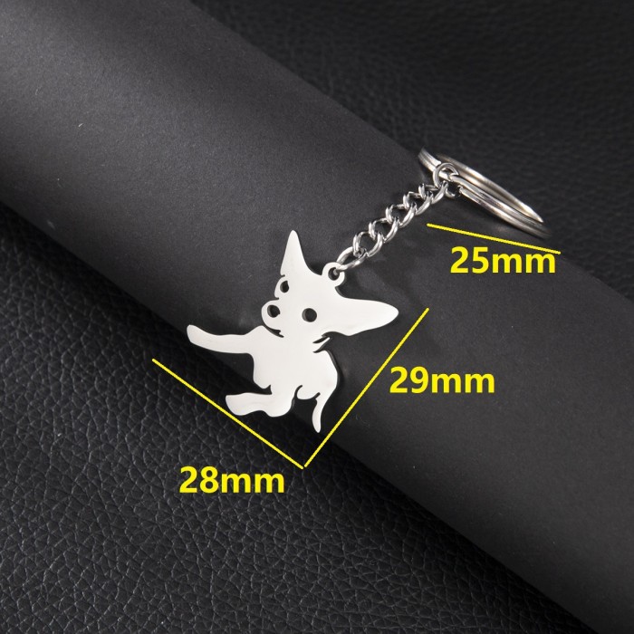 Cross-Border Stainless Steel Keychain Fashion Non-Fading Geometric Round Volleyball Football Pendant Animal Hanging Ornament Wholesale