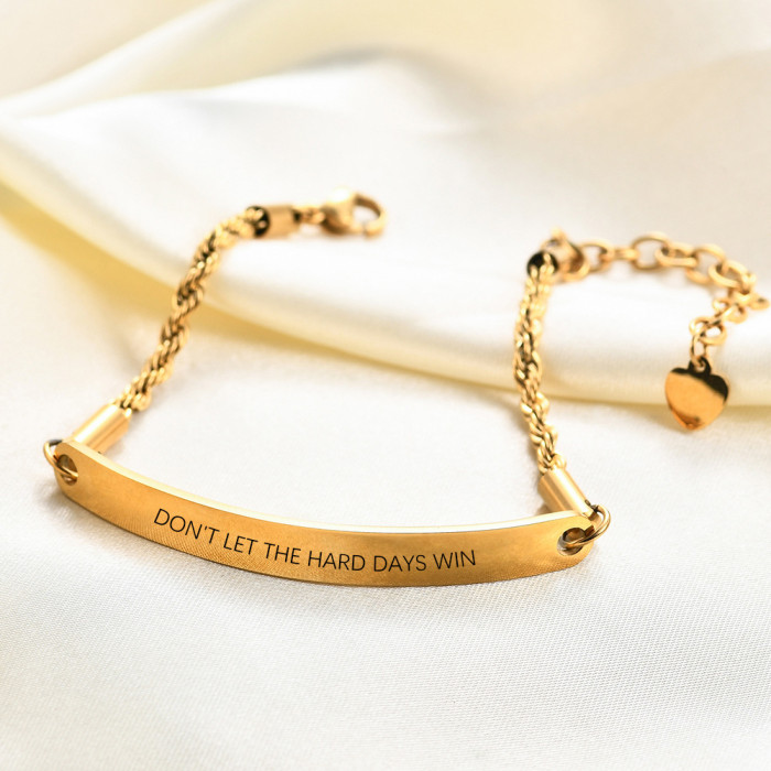 European and American Cross-Border Amazon Hot-Selling 5MM Stainless Steel Curved Nameplate Engraved Inspirational Bracelet Laser Logo Bracelet Wholesale
