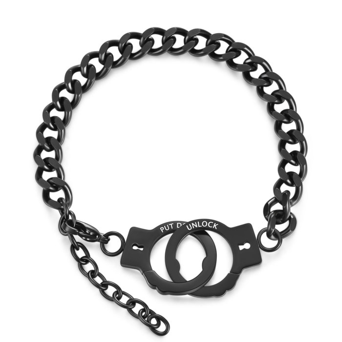 AliExpress Wish Hot Sale European and American Trend Simple Personality Titanium Steel Handcuff Bracelet Stainless Steel Couple Bracelet for Women
