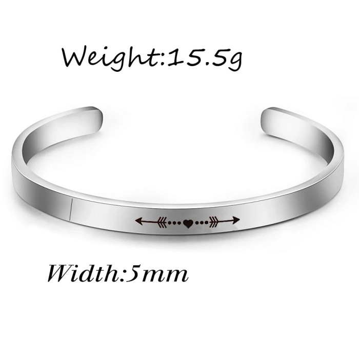 5MM Stainless Steel Bracelet Personalized Phrase Hand Jewelry Engraved Lettering Hand Ring Birthday Graduation Gift Souvenir for Women