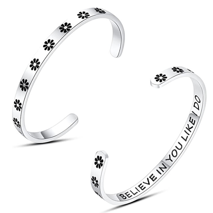 6MM Wide Stainless Steel Bracelet Personalized Phrase Laser Engraved Bangle Birthday Graduation Friendship Gift Commemorative for Women