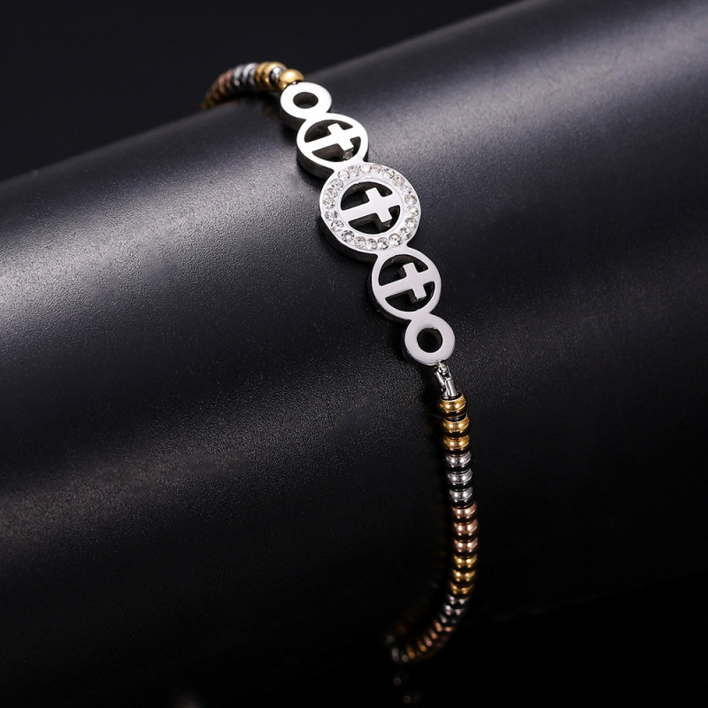 Wish Amazon New European and American INS Style Personality Simple Geometric Cross Inlaid with Diamonds Adjustable Bracelet Wholesale