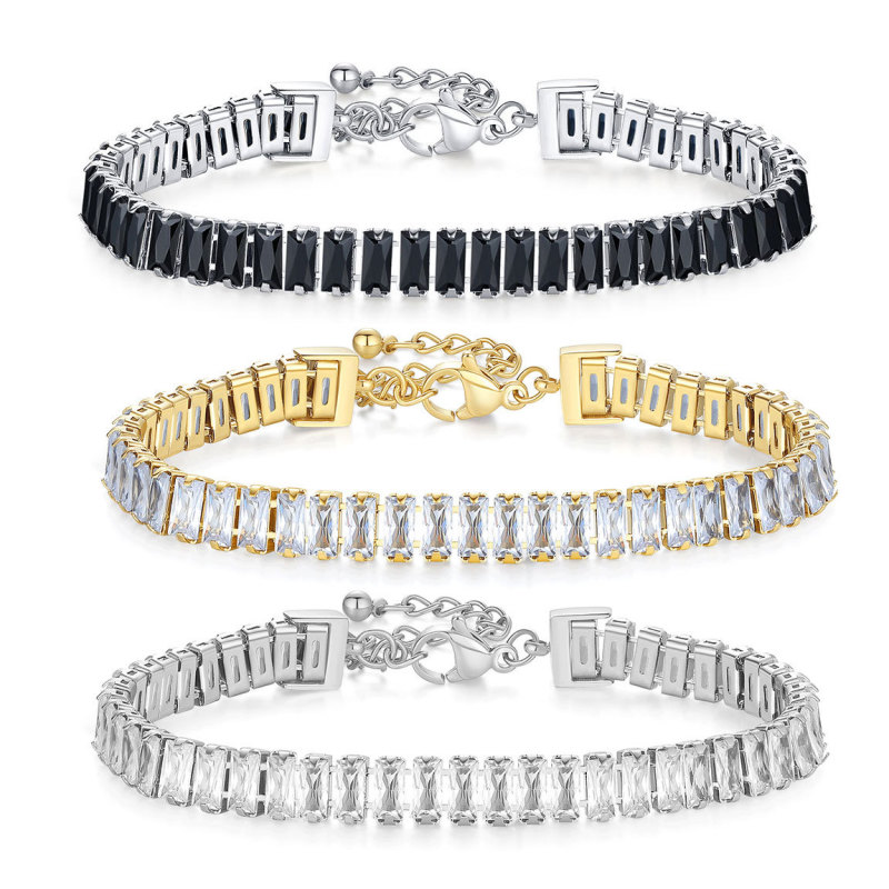 European and American New Style Ins Simple Versatile 6MM Single Row Zircon Full Diamond Bracelet Titanium Steel Versatile Jewelry Accessories Wholesale for Women