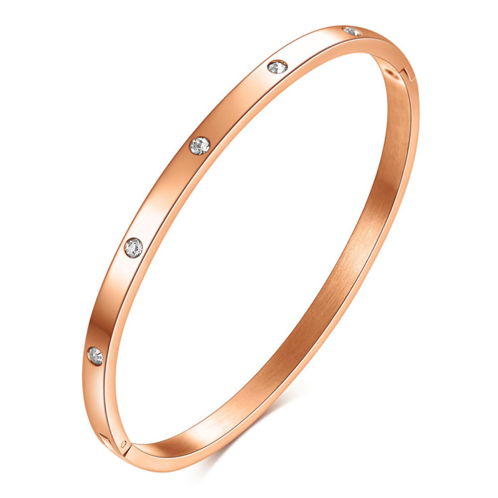 Manufacturer Wholesale 4MM 6MM Fashion Simple Multi-Inch Zircon Open Bracelet Stainless Steel Couple Bracelet Hot Sale