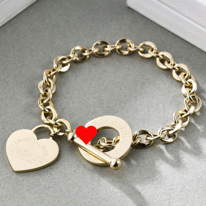 European and American Cross-Border New Roman Numeral Cross Titanium Steel Bracelet OT Buckle O Chain Heart Personalized Titanium Steel Bracelet