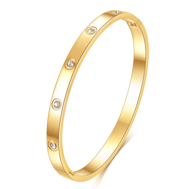 Manufacturer Wholesale 4MM 6MM Fashion Simple Multi-Inch Zircon Open Bracelet Stainless Steel Couple Bracelet Hot Sale