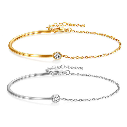 European and American INS Simple Versatile Titanium Steel 18K Gold Spliced Zirconia Chain Stainless Steel Bracelet Bangle Personality Wholesale for Women