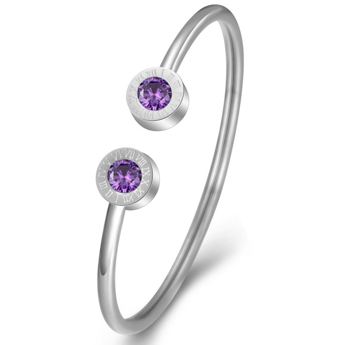 New 3MM Stainless Steel Roman Numeral December Birthstone Creative Versatile Bracelet Wholesale from Amazon