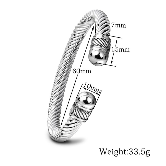 European and American New Style Stainless Steel Personality 7MM Steel Wire Cable Line Adjustable Versatile Bracelet Wholesale Hot Sale