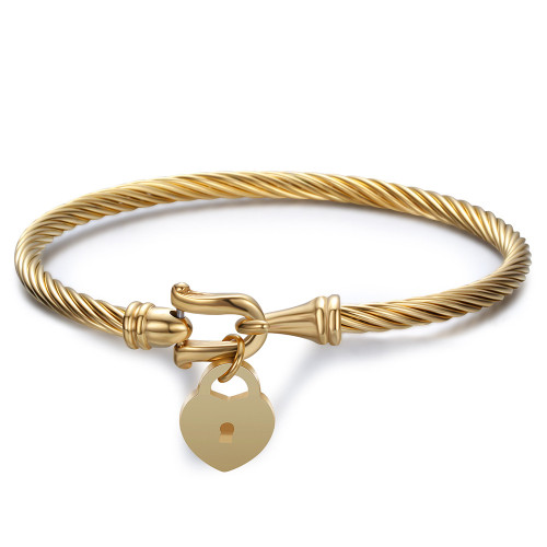 Manufacturer Wholesale Heart-shaped Lock Bracelet 316L Titanium Steel Fashion Women's Bracelet Vintage Simple Braided Bracelet Wholesale