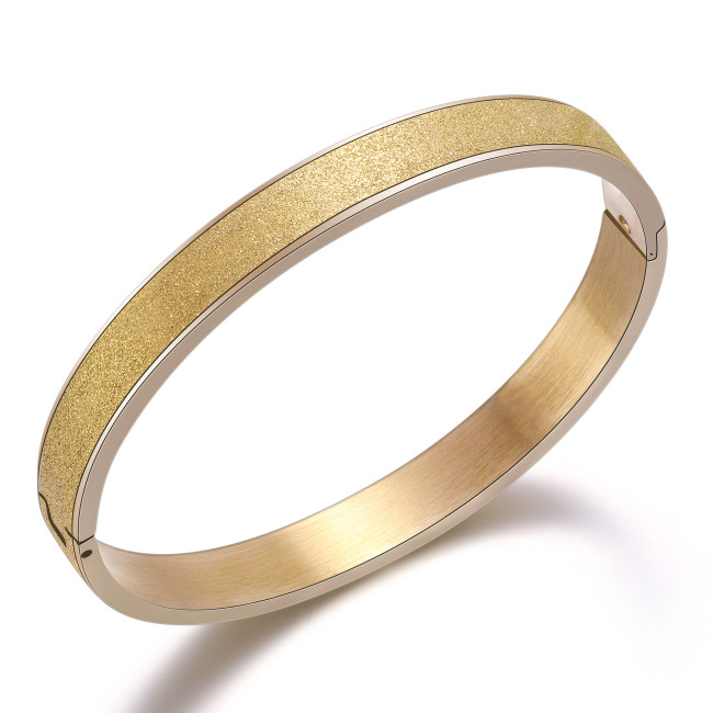 Manufacturer Wholesale European and American INS Fashion Titanium Steel Matte 8MM Bracelet 18K Gold Rose Gold Clasp Stainless Steel Bracelet