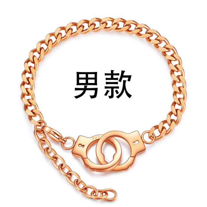 AliExpress Wish Hot Sale European and American Trend Simple Personality Titanium Steel Handcuff Bracelet Stainless Steel Couple Bracelet for Women