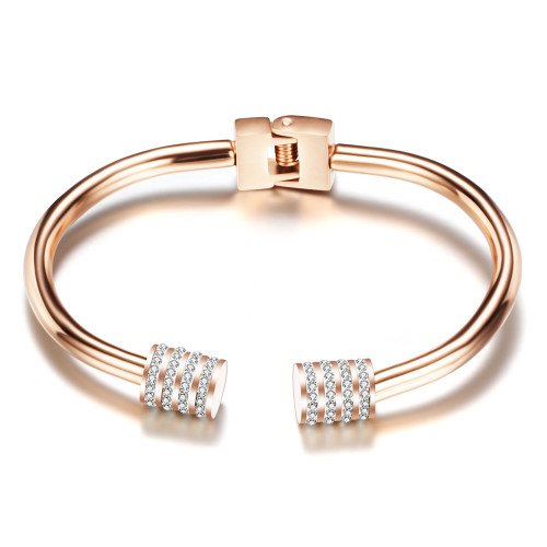 European and American Amazon INS New 4MM Inlaid Diamond Openable Stainless Steel Bracelet Personality Fashion Trendy Jewelry Wholesale