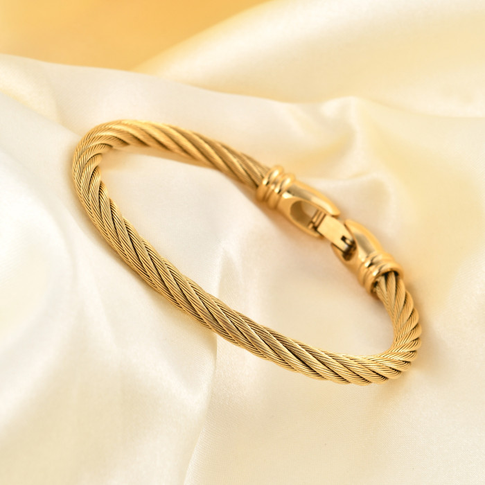 European and American INS Style Simple Three-Color Braided Bracelet 316L Titanium Steel Stainless Steel Fashion Unisex Cable Bracelet