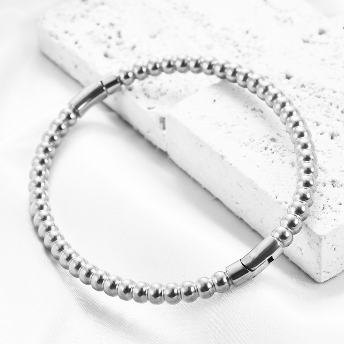 European and American Wish Amazon New Bracelet Simple 5MM Round Bead Stainless Steel Fashion Bracelet Versatile Titanium Steel Wholesale