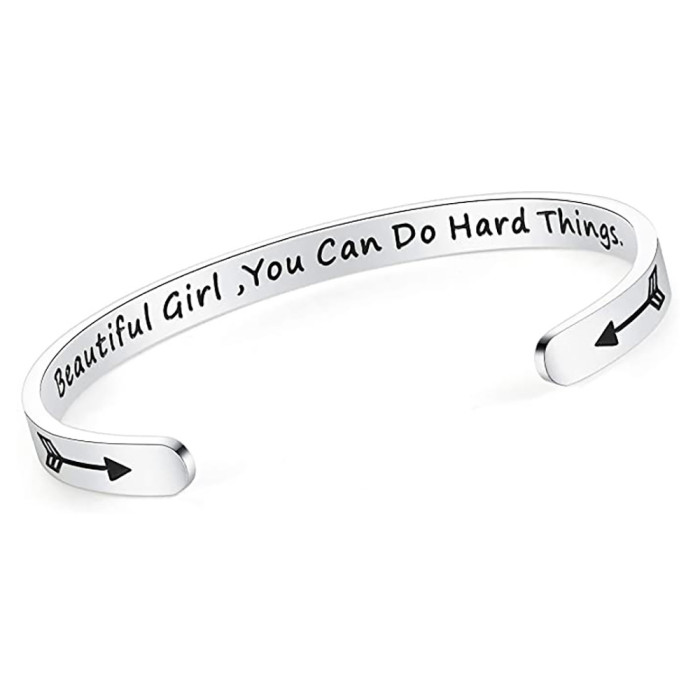 6MM Wide Stainless Steel Bracelet Personalized Phrase Laser Engraved Bangle Birthday Graduation Friendship Gift Commemorative for Women