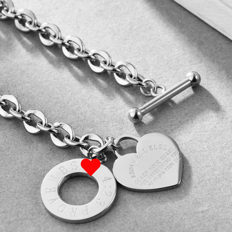 European and American Cross-Border New Roman Numeral Cross Titanium Steel Bracelet OT Buckle O Chain Heart Personalized Titanium Steel Bracelet