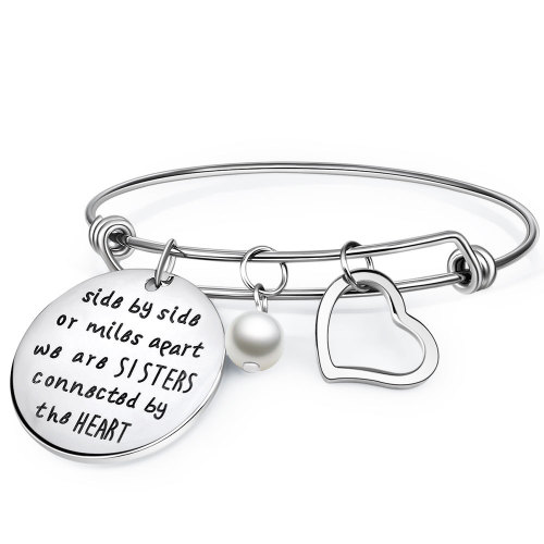European and American Cross-Border Push-Pull Bracelet DIY Telescopic Adjustable Stainless Steel Bracelet Support Engraving Logo