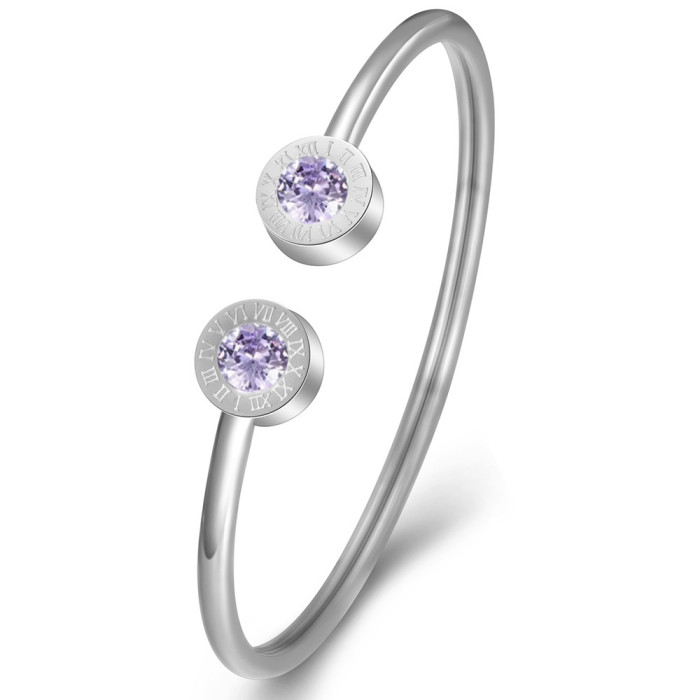 New 3MM Stainless Steel Roman Numeral December Birthstone Creative Versatile Bracelet Wholesale from Amazon