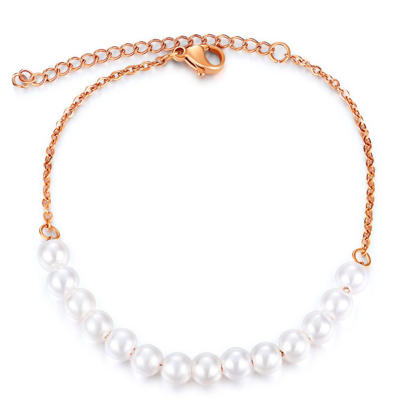 European and American Cross-Border INS New Simple Elegant Stainless Steel Pearl Bracelet Titanium Steel Versatile Adjustable Bracelet Wholesale