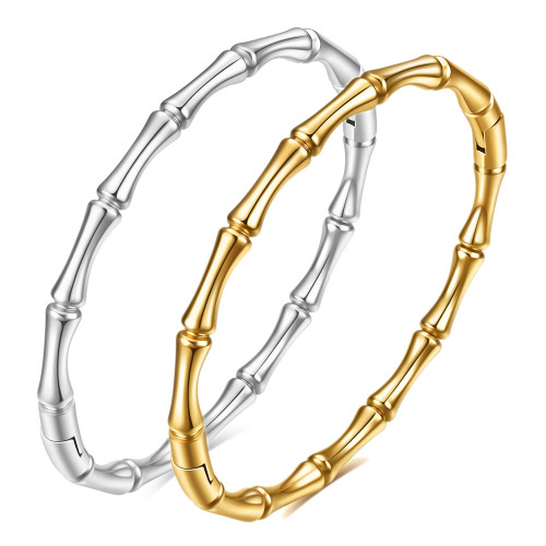 European and American INS New Bracelet Simple Round Bamboo Knot 5MM Stainless Steel Magnetic Bracelet Smooth Laser Logo Wholesale