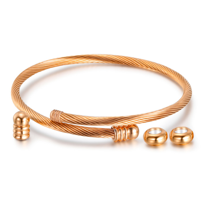 Three-color Stainless Steel Bracelet for Women 3MM Stainless Steel Wire Women's Bracelet Detachable Threaded Personality Ins Wholesale