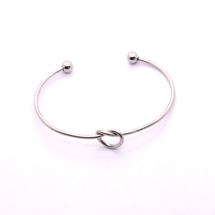 European and American Cross-Border Hot Sale 62MM Heart Knot Bracelet for Women, Open Rose Gold Stainless Steel Bracelet Wholesale for Women