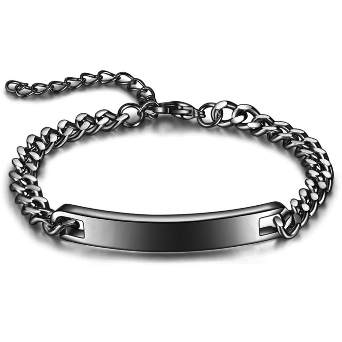 European and American Hot Sale 7MM Personalized Simple Four-Color Stainless Steel Curved Tag Bracelet for Women Trendy Fashion Laser Logo Available