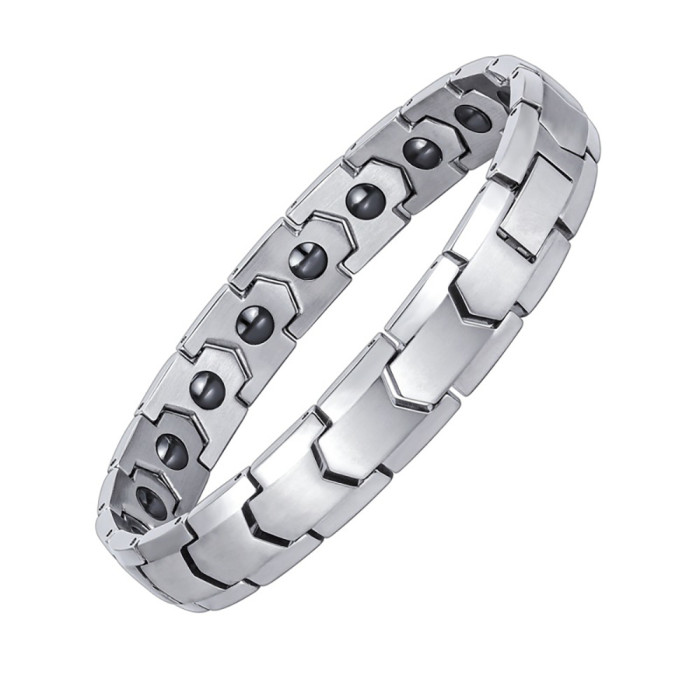 European and American Cross-Border 10MM Simple Stainless Steel Permanent Magnet Magnetic Titanium Steel Personalized Fashion Bracelet Wholesale Hot Sale for Women