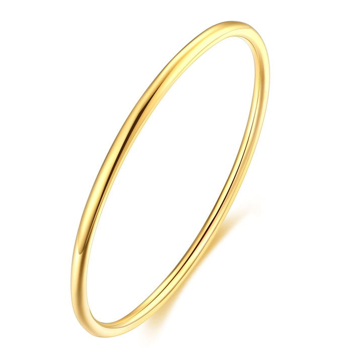Cross-Border Hot Sale European and American Simple 2mm 3mm Smooth Coil Bracelet Plain Band 18K Gold Simple Women's Bracelet Bangle