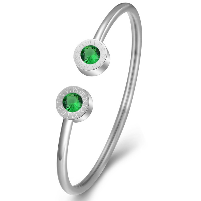 New 3MM Stainless Steel Roman Numeral December Birthstone Creative Versatile Bracelet Wholesale from Amazon