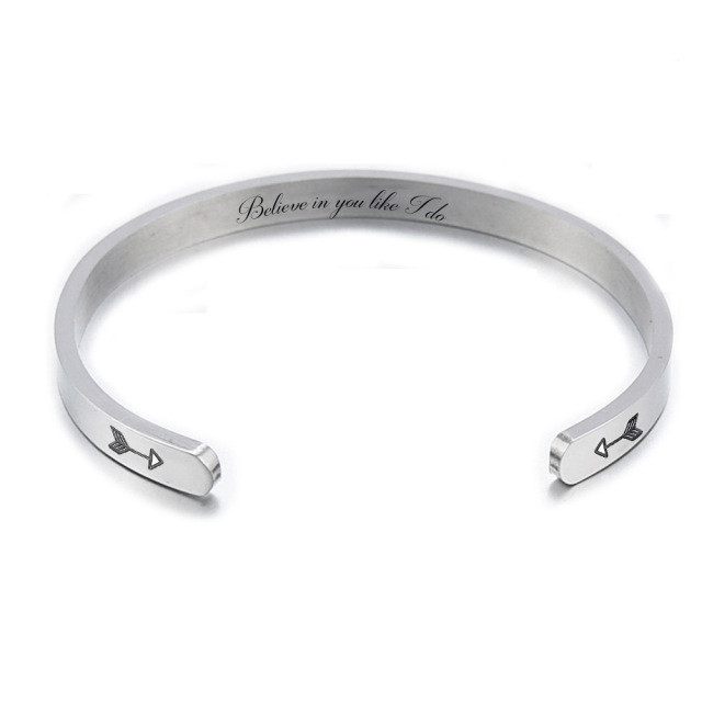 5MM Stainless Steel Bracelet Personalized Phrase Hand Jewelry Engraved Lettering Hand Ring Birthday Graduation Gift Souvenir for Women