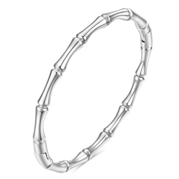 European and American Cross-Border Hot Sale New Ins Simple Bracelet Series 18K Gold Bamboo Joint Cylinder Titanium Steel Smooth Bracelet Wholesale