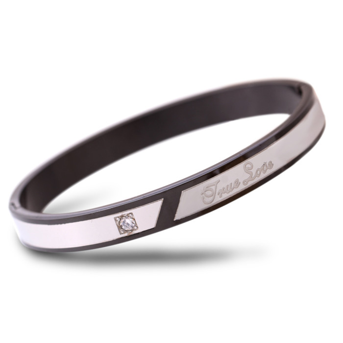 European and American Cross-Border INS New Fashion Personality Stainless Steel Inlaid Diamond Two-Tone Openable Bracelet Wholesale Hot Sale