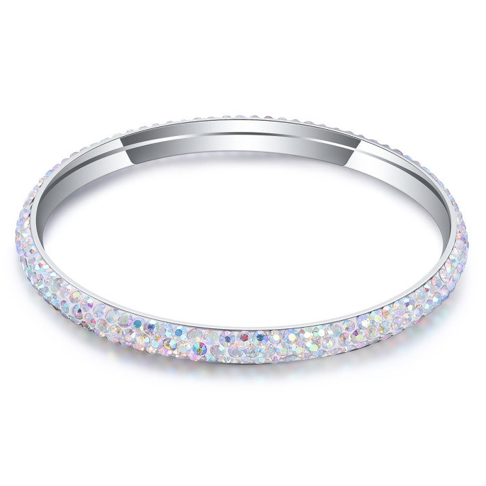 Manufacturer Wholesale European and American Style Stainless Steel Simple Fashion 12MM Three Row Czech Crystal Ceramic Clay Elegant Versatile Bracelet Wholesale
